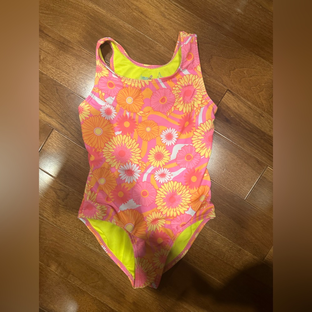 Energetic Pink and Orange One Piece Swimsuit